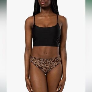 Black and Leopard Print Bikini Set